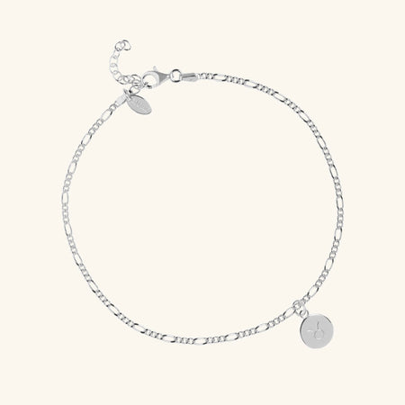 Zodiac Sign Figaro Chain Anklet Silver